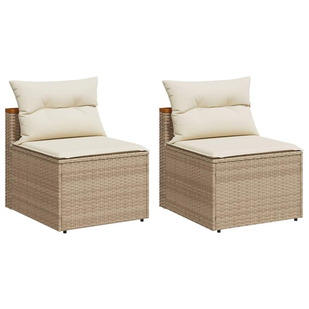 Canapés de jardin sans accoudoirs avec coussins 2 pcs beige