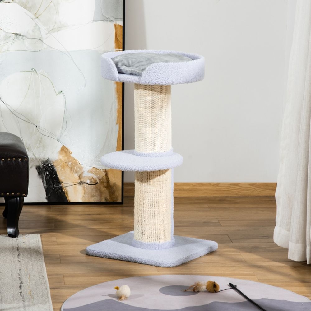 Arbre à chat griffoir sisal et tissu bouclette repos 91cm bleu clair - comfortxl pet living