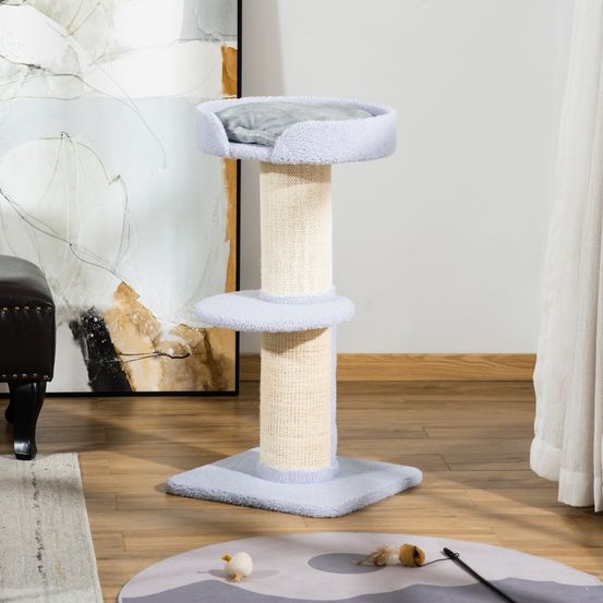 Arbre à chat griffoir sisal et tissu bouclette repos 91cm bleu clair - comfortxl pet living