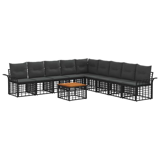 Ensemble de canapés d'extérieur 10 pc noir et gris foncé