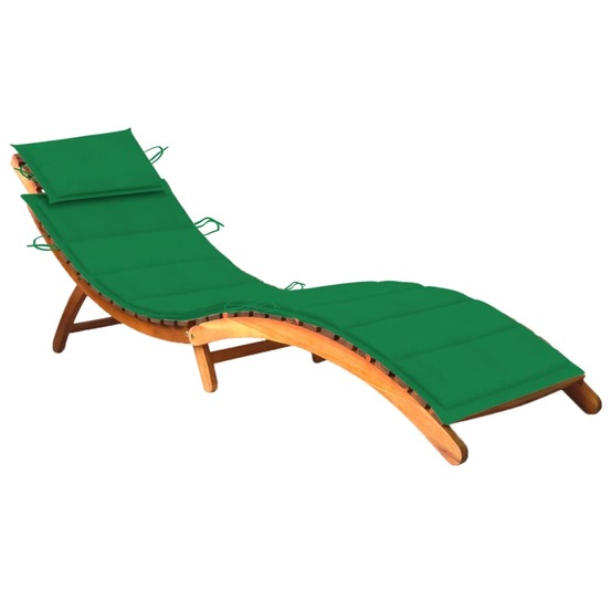 Transat chaise longue bain de soleil lit de jardin terrasse meuble d'extérieur avec coussin bois d'acacia solide
