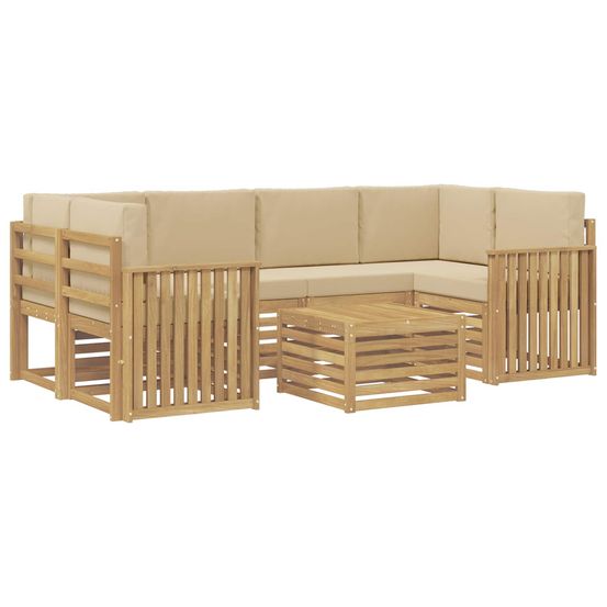 Ensemble de canapés d'extérieur 7 pc blanc et beige polyester