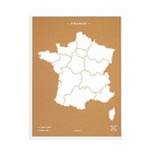 Carte en liège - woody map naturel france / 90 x 60 cm / blanc / cadre blanc