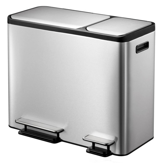 Poubelle à pédale ecocasa 30+15 l argenté mat