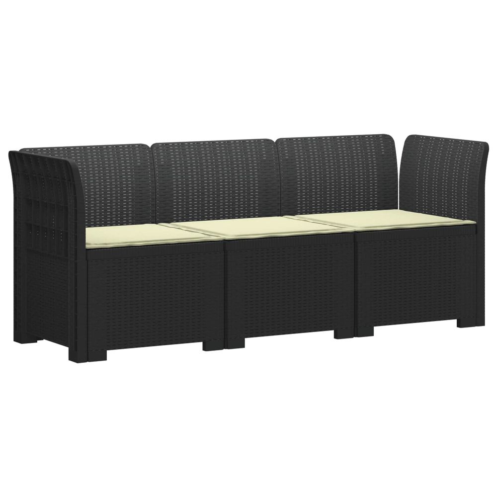 Canapé de jardin 3 places avec coussins look rattan pp