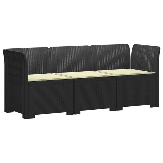 Canapé de jardin 3 places avec coussins look rattan pp