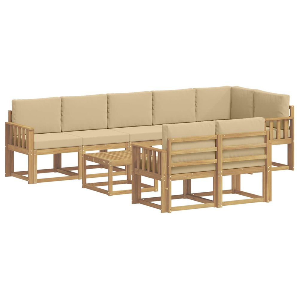 Ensemble de canapés d'extérieur 9 pc blanc et beige polyester