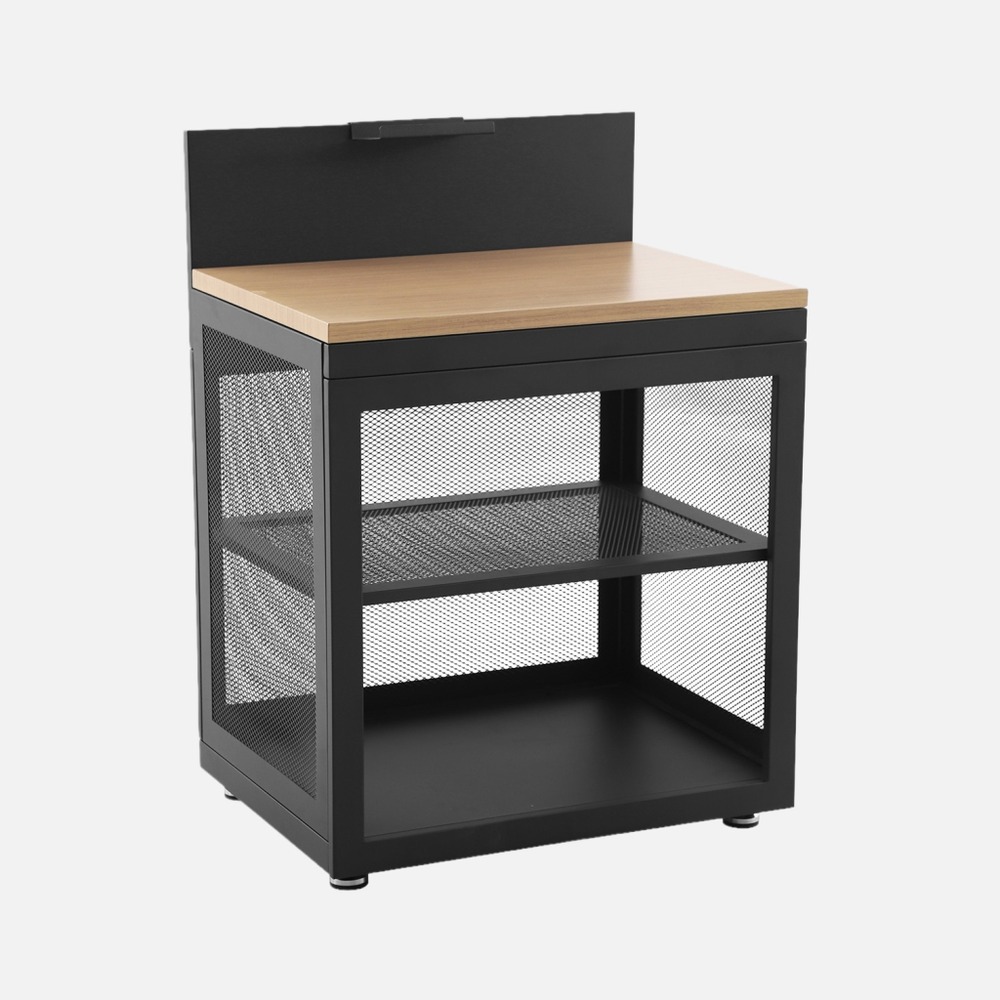 Module de cuisine extérieure acier et décor bois 1 étagère l80cm - milos