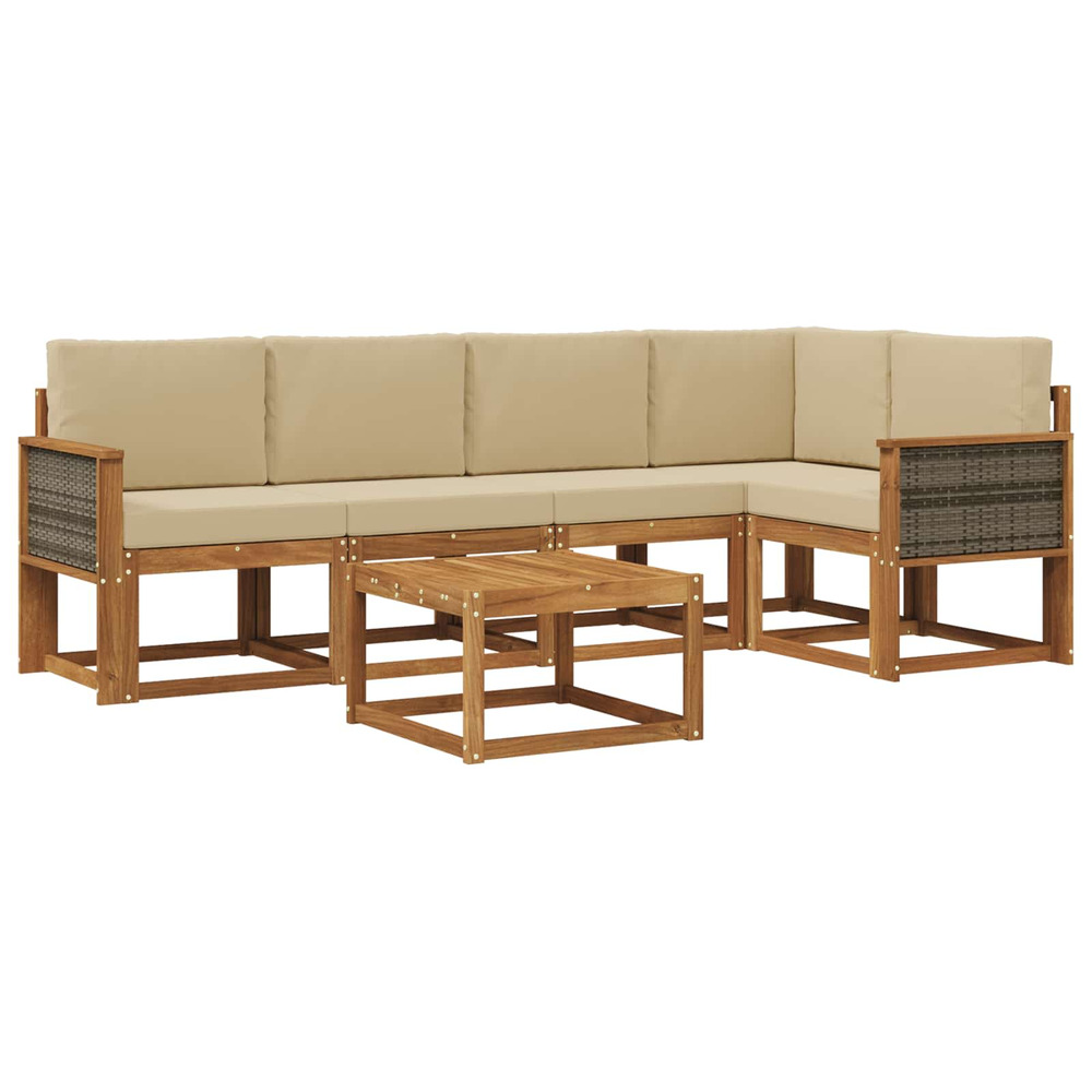 Ensemble de canapés d'extérieur 6 pcs naturel et beige