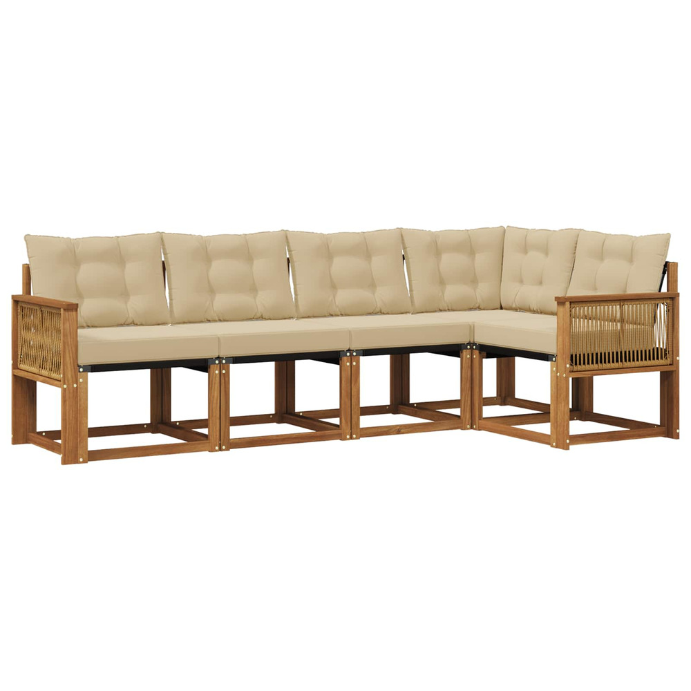Ensemble de canapés d'extérieur 5 pcs naturel et beige