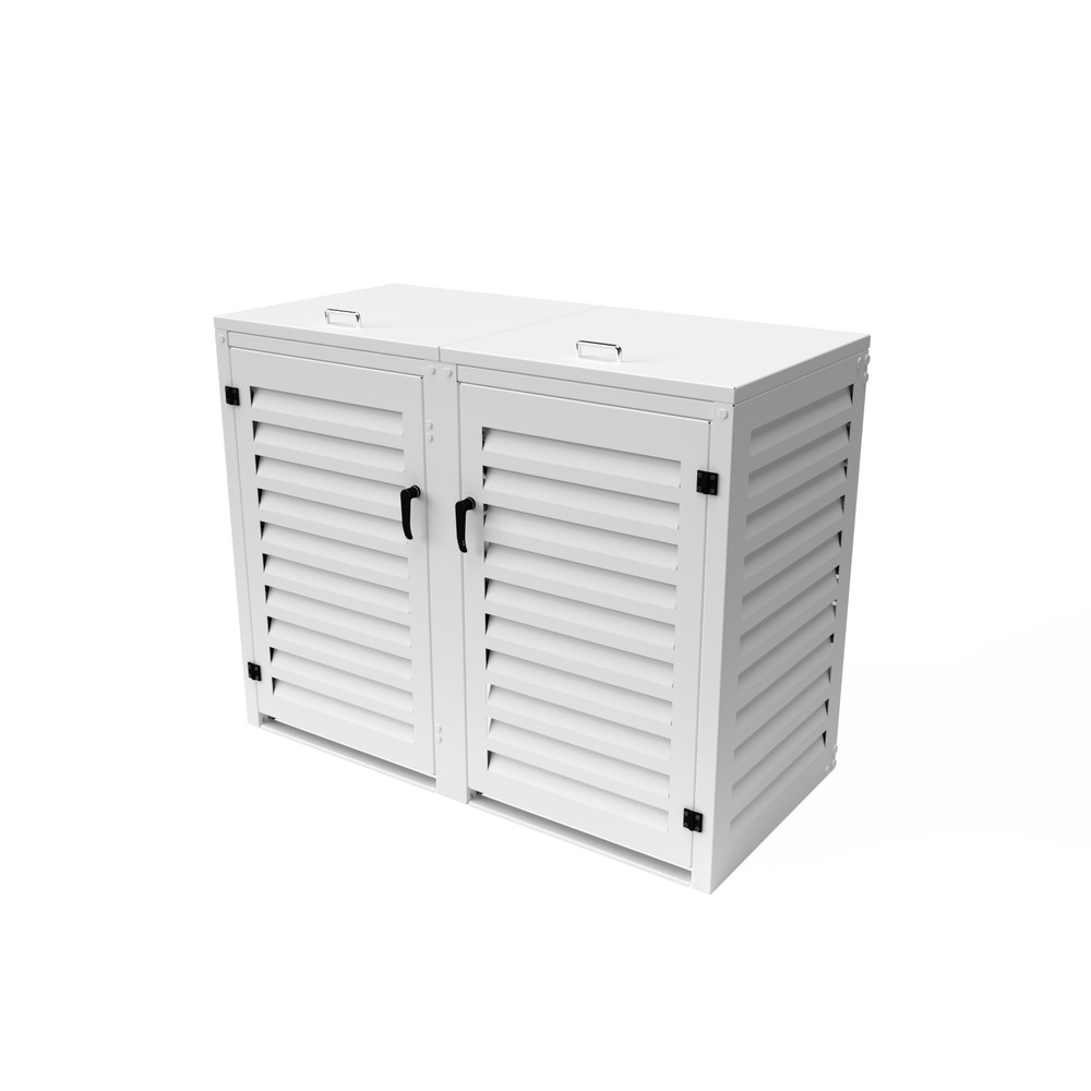 Cache poubelle double en aluminium thermolaqué 2x240 litres - blanc
