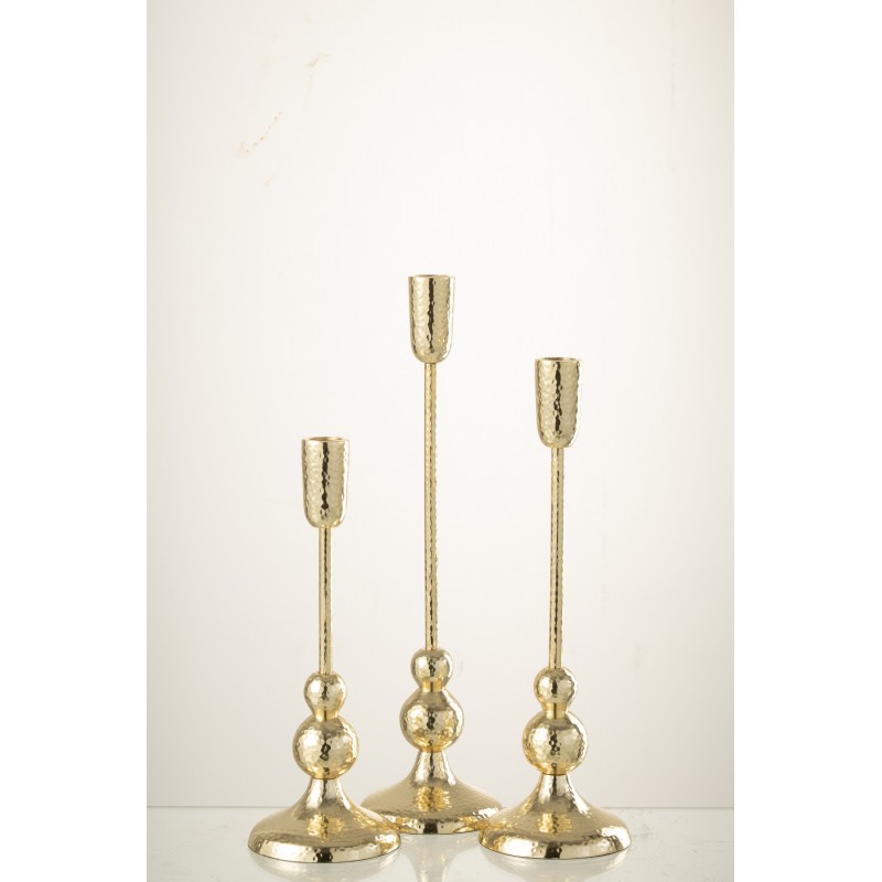 Set de 3 chandeliers en métal or 10x10x38 cm