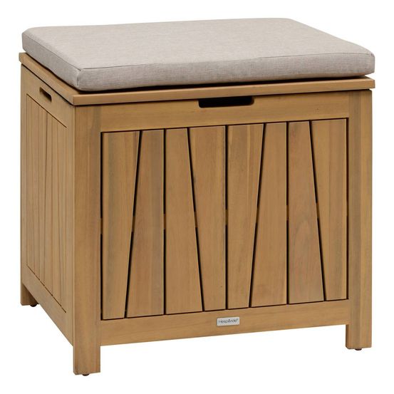 Coffre de rangement 100l avec assise lodgia beige acacia