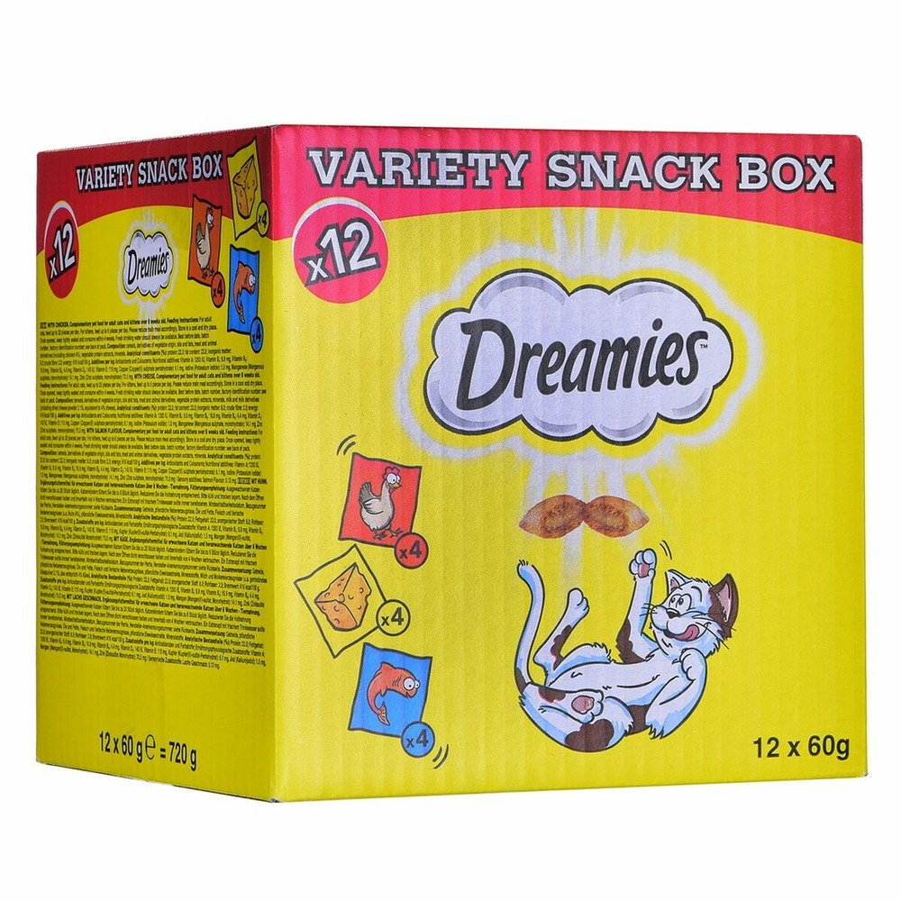 Collation pour chat dreamies variety 12 x 60 g poulet saumon fromage