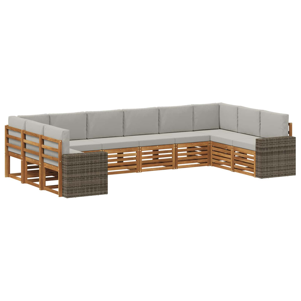 Ensemble de canapés d'extérieur 10 pcs naturel et gris clair