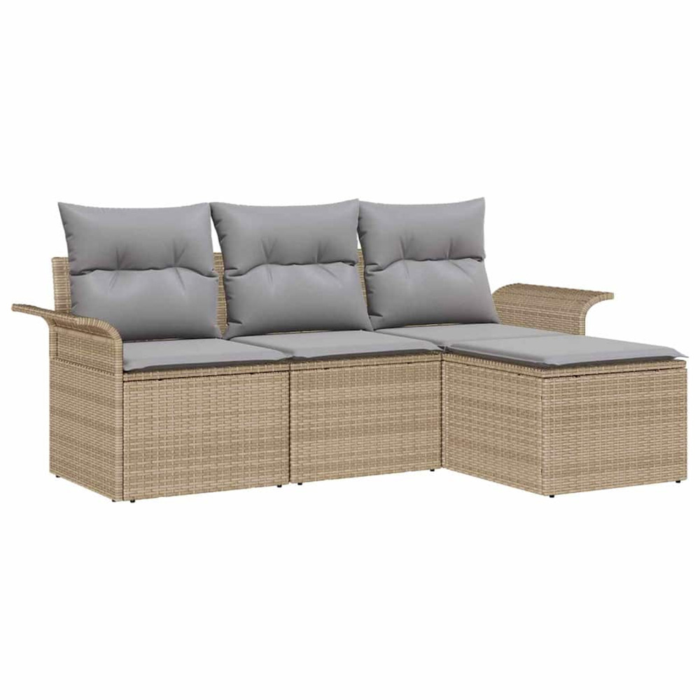 Ensemble de canapé de jardin 4 pcs beige poly rotin