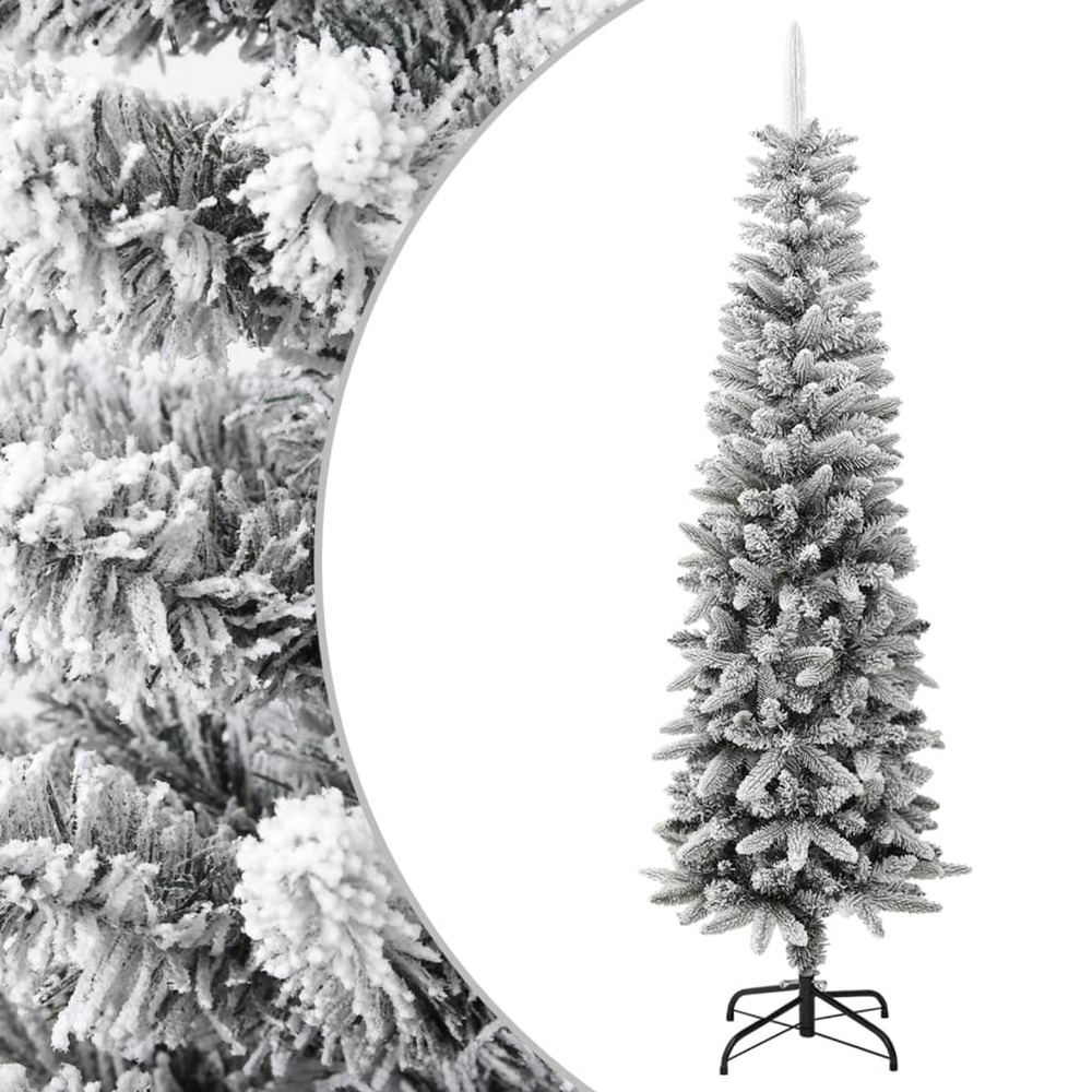 Sapin de noël artificiel mince avec neige floquée 180 cm pvc/pe