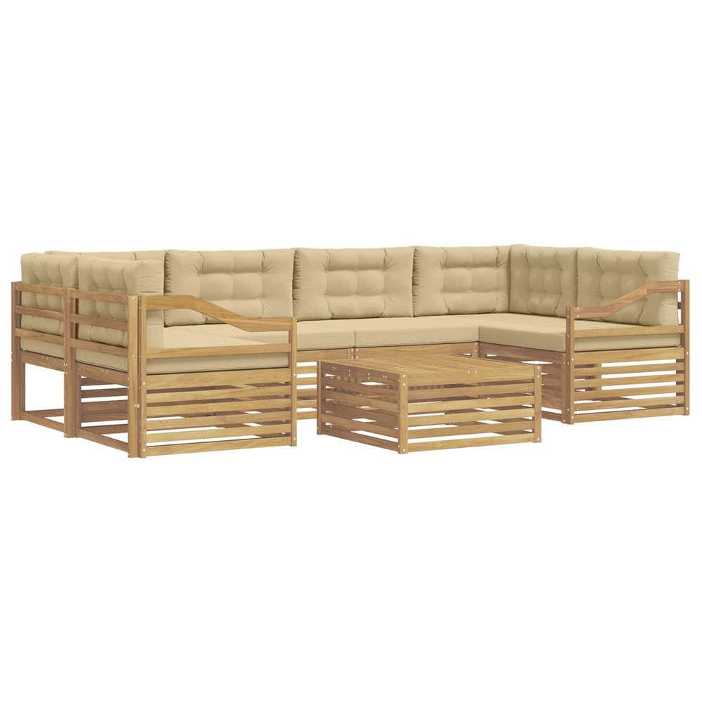 Ensemble de canapés d'extérieur 7 pc blanc et beige polyester