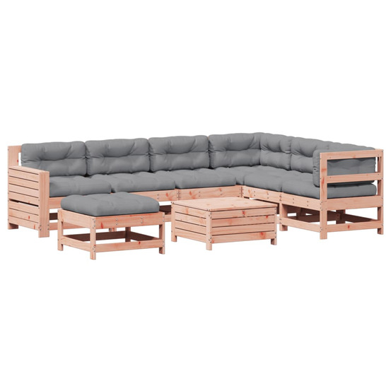 Salon de jardin 8 pcs avec coussins bois massif douglas