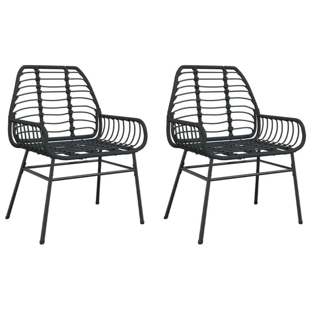 Chaises de jardin lot de 2 noir résine tressée
