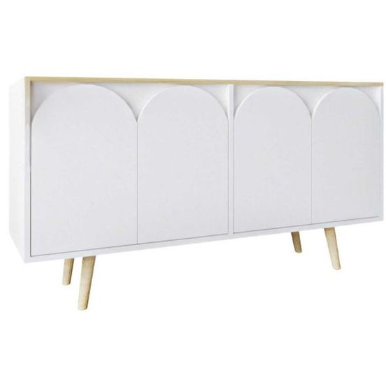 Buffet 4 portes en aggloméré venezia blanc et chêne