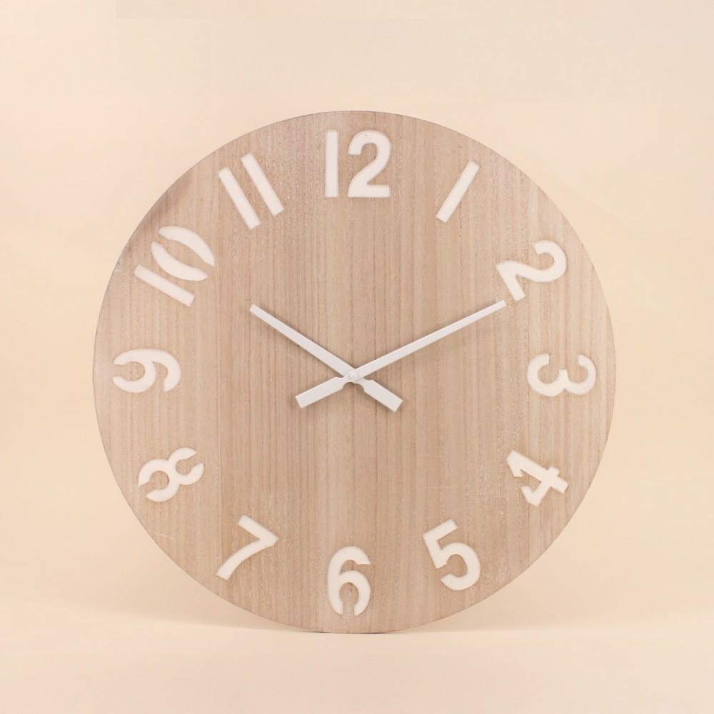 Horloge en bois blanchi 60cm, piama