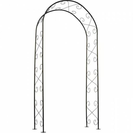 Pergola acier galvanisé laqué époxy noir décor volutes - h230 x 100 x 37 cm
