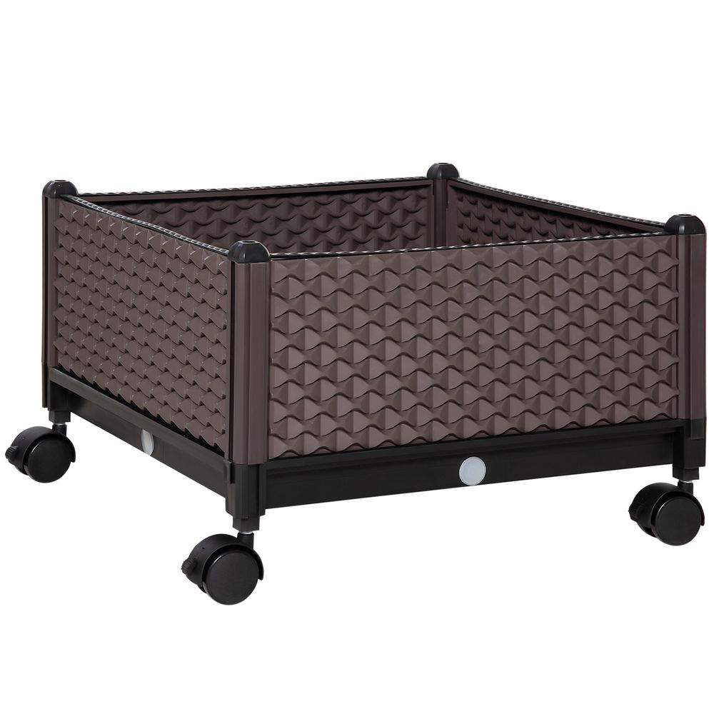 Carré potager sur roulettes en pp pour terrasse balcon drainage intégré 50x50 cm marron