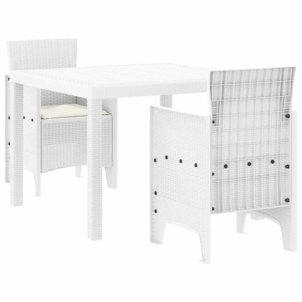 Ensemble de salle à manger pour jardin 3 pcs blanc rattan polt