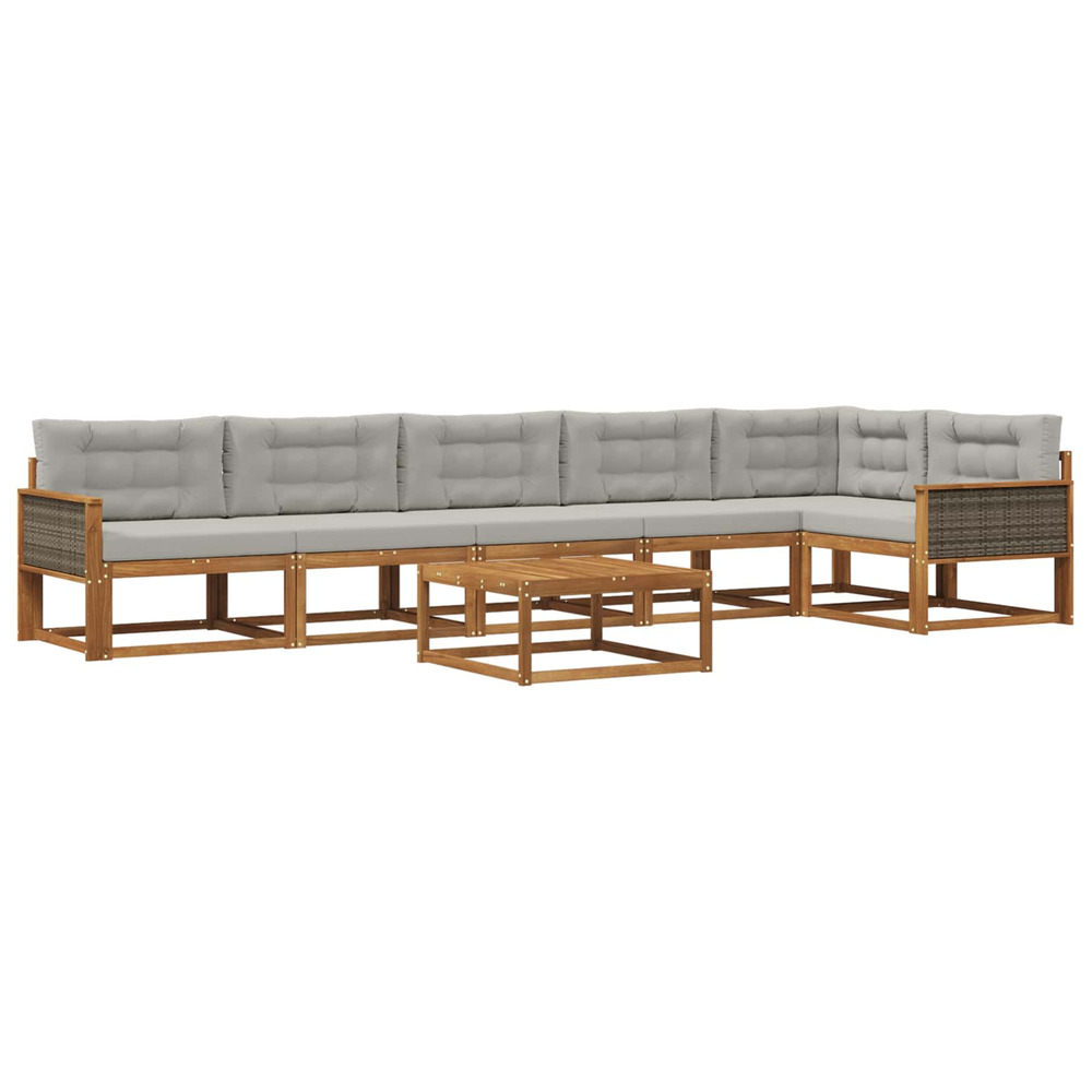 Ensemble de canapés d'extérieur 7 pcs naturel et gris clair
