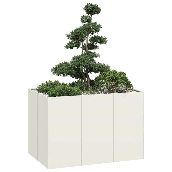 Potager surélevé en acier pour jardin terrasse blanc 120x80x80 cm