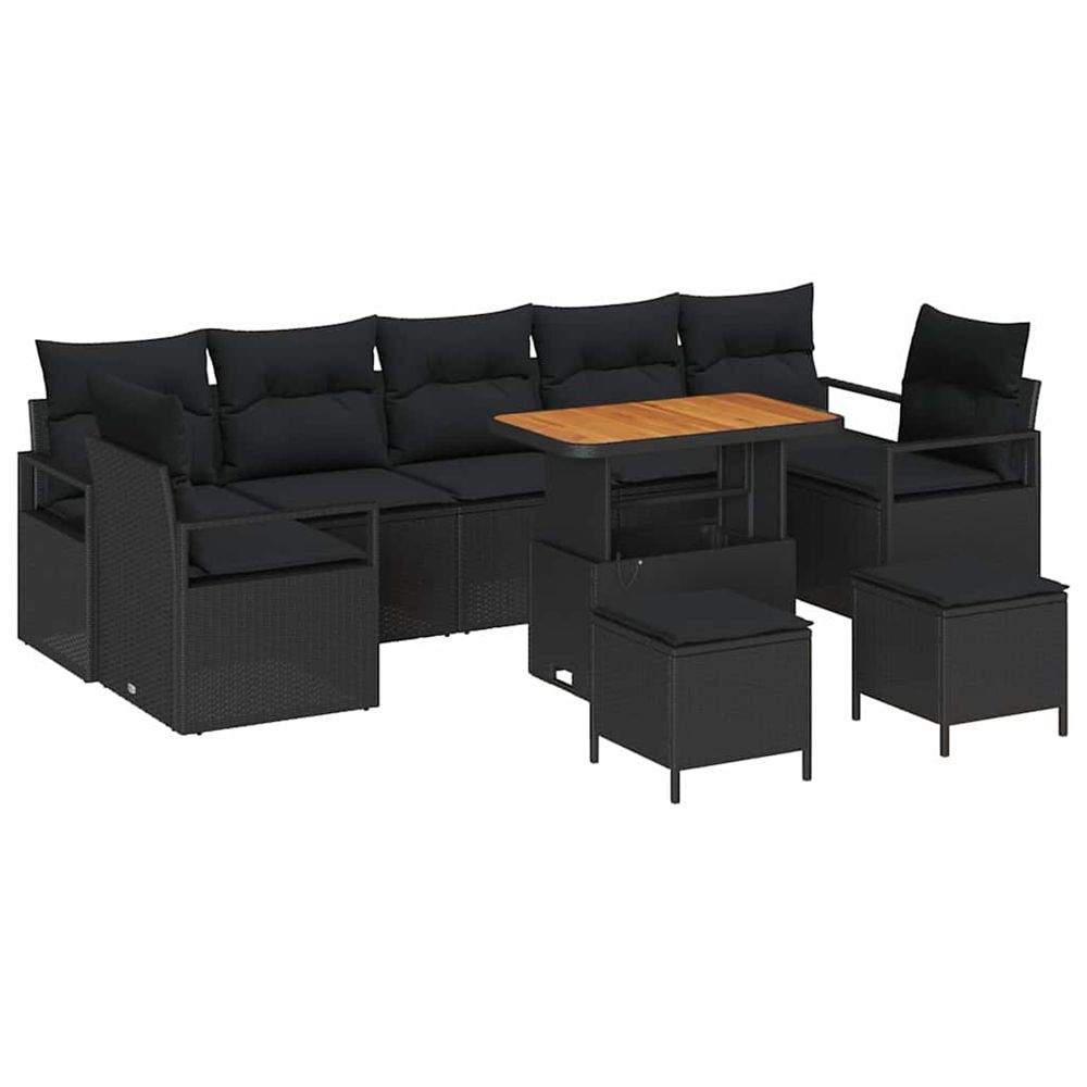 Ensemble de canapé de jardin 10 pc 9-nombre de places noir