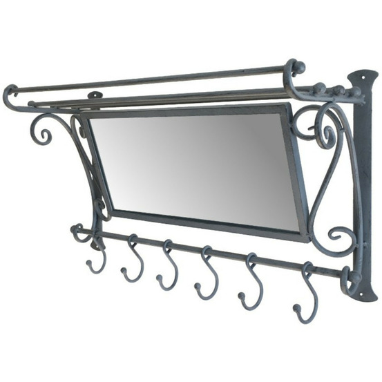 Miroir mural en métal gris 59 x 30 x 21 cm