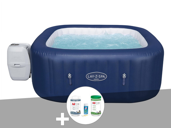 Kit spa gonflable lay-z-spa hawaii carré airjet 4/6 places + kit traitement bro