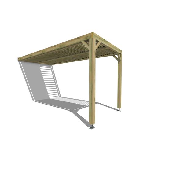 Pergola bois • 2m x 5m • adossée • sens profondeur • lames orientables bioclimatiques incluses • livraison comprise