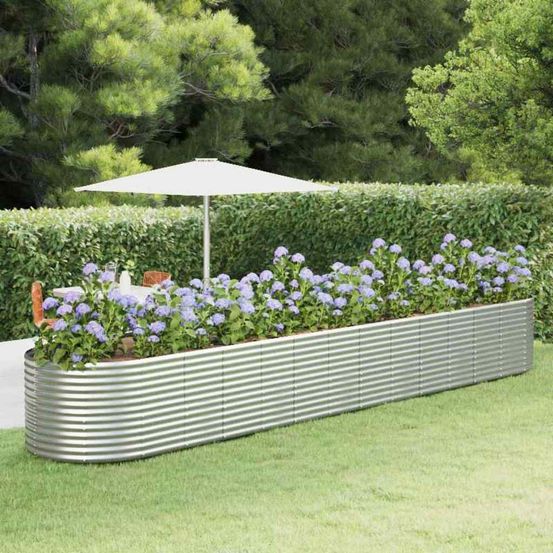 Carré potager acier thermolaqué xxl 554cm pour jardin argenté