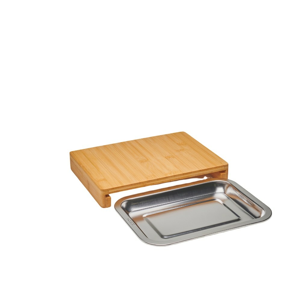 Planche à découper bambou 28,5x21cm + tiroir inox - 09950g