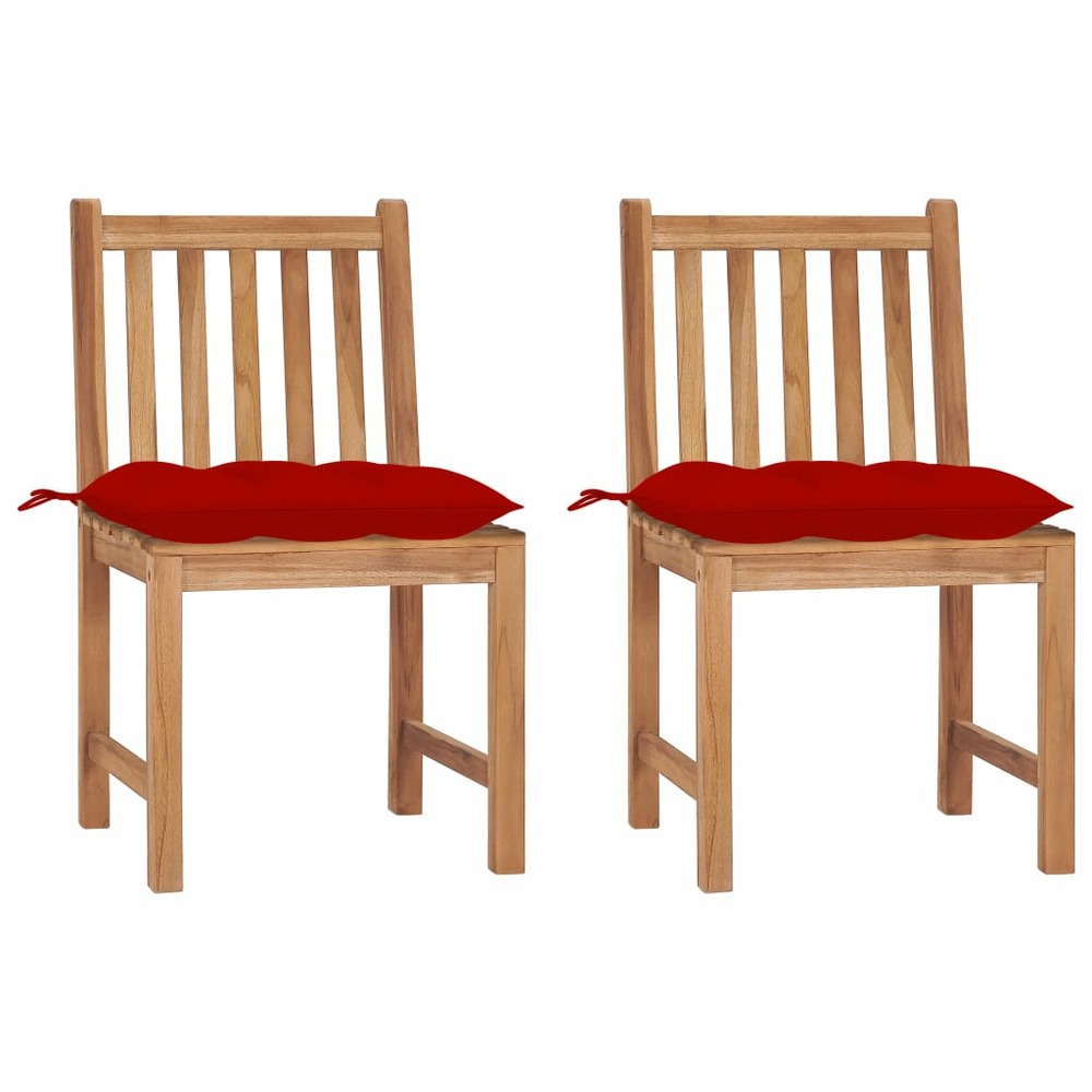 Chaises de jardin lot de 2 avec coussins bois de teck massif