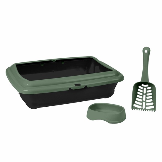 Bac à litière pour chat avec gamelle et pelle molly