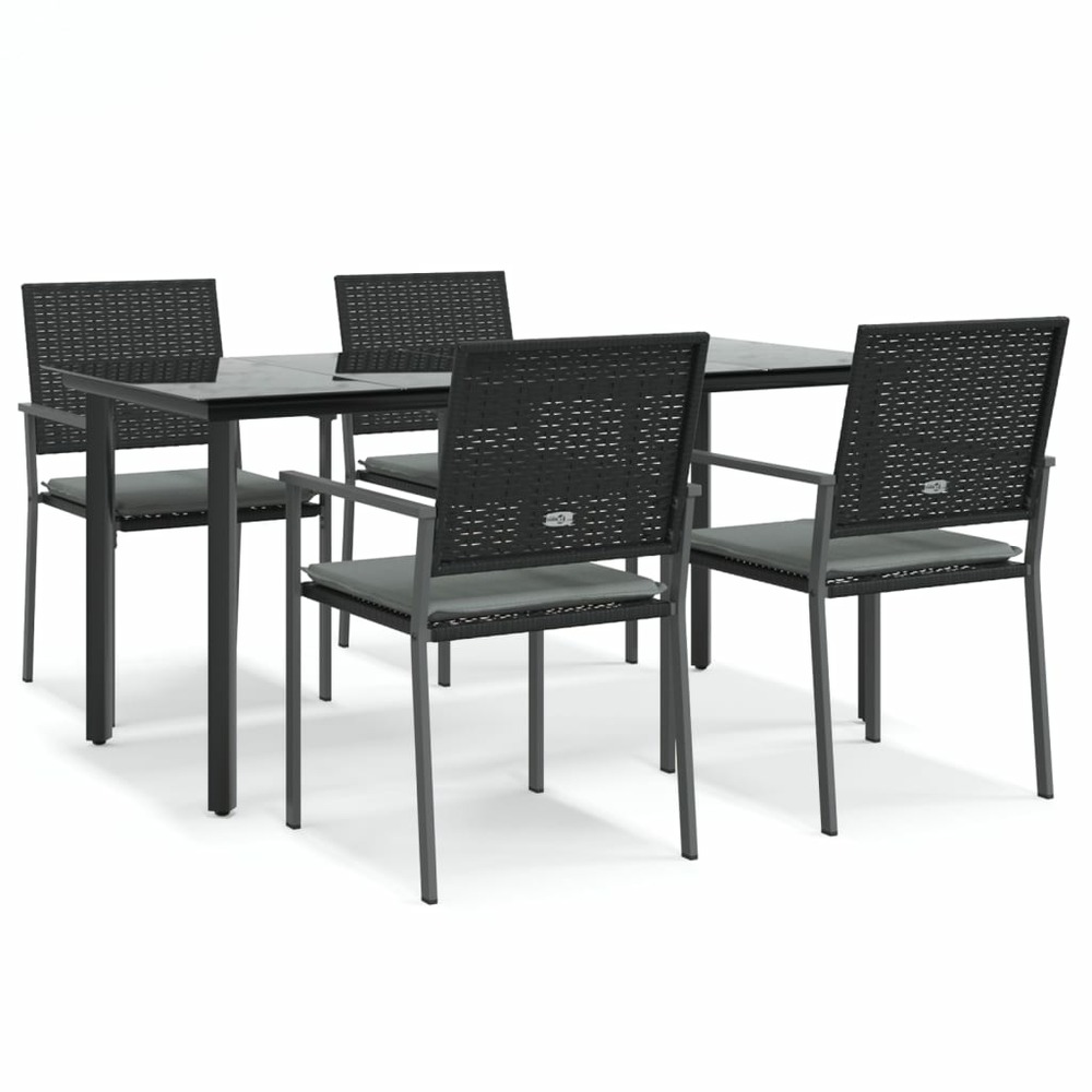 Ensemble à manger de jardin 5 pcs coussins résine tressée acier