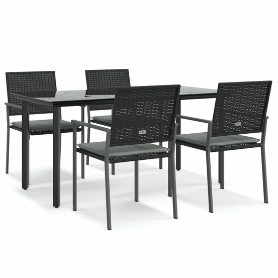 Ensemble à manger de jardin 5 pcs coussins résine tressée acier