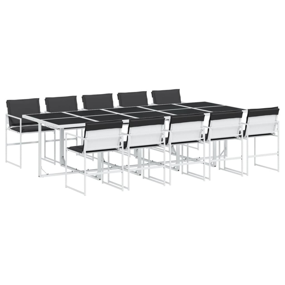 Ensemble à manger de jardin avec coussins 11pcs blanc textilène