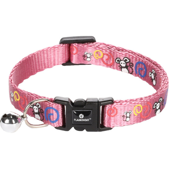 Collier ziggi réglable de 20 à 35 cm lilas avec motif souris pour chat