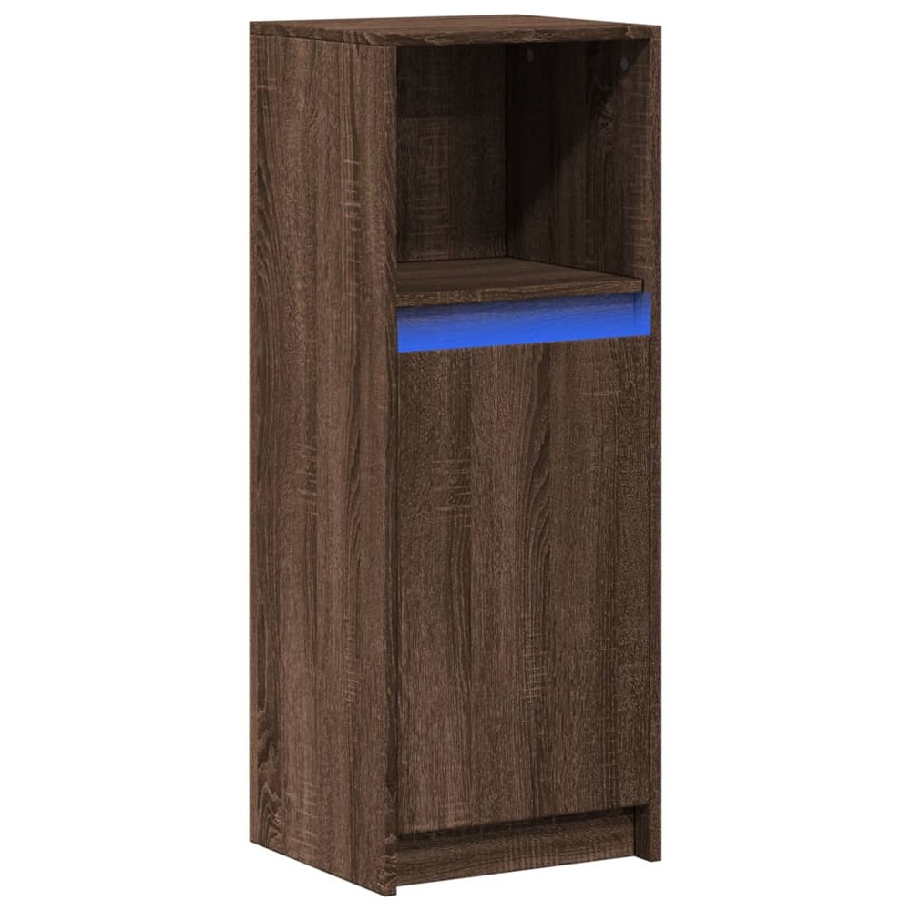 Buffet bahut commode armoire meuble de rangement organisateur cuisine salle de séjour salon avec led 38 x 34 x 100 cm bois d'