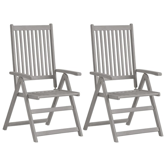 Chaises inclinables de jardin lot de 2 et coussins bois acacia