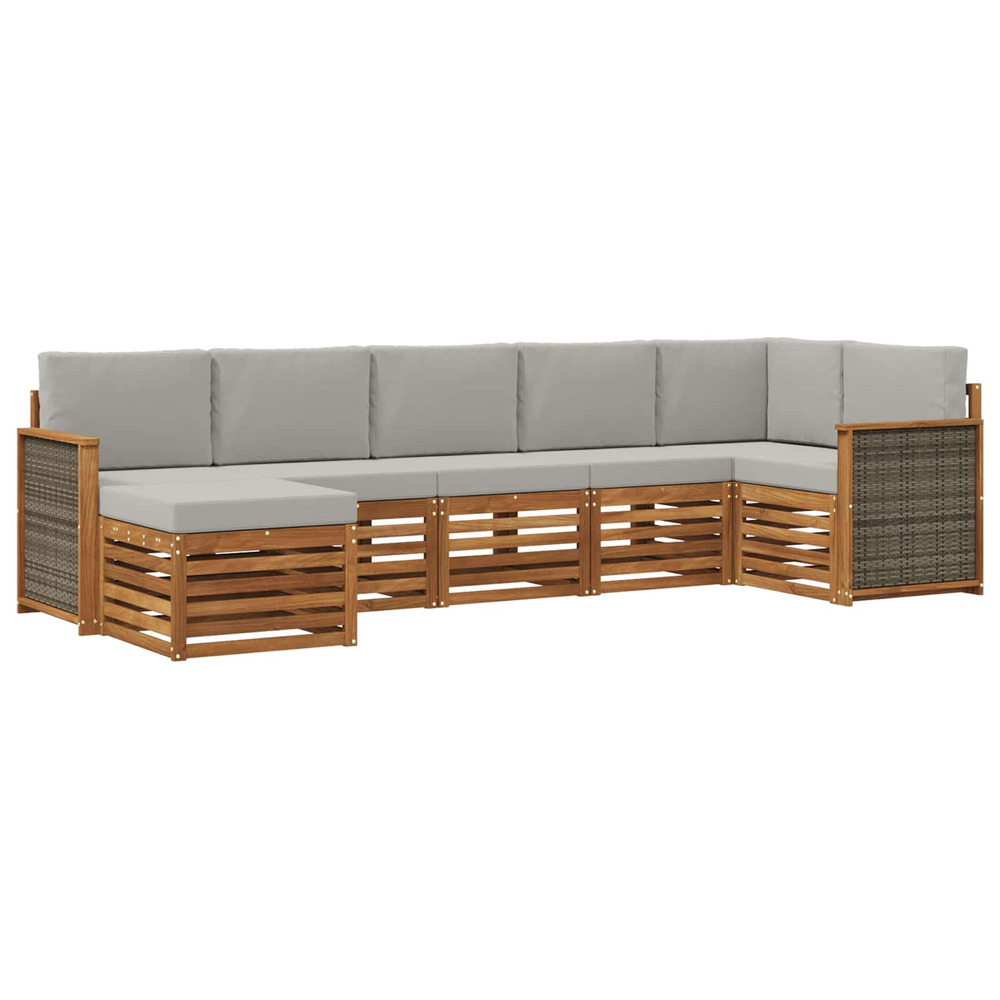 Ensemble de canapé d'angle 6 pcs naturel et gris clair