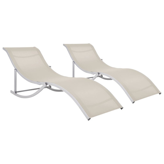 Chaises longues pliables lot de 2 crème textilène