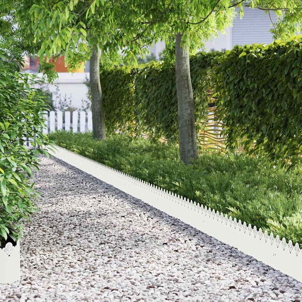 Bordure de pelouse acier jardin délimitation plates-bandes 103x22cm blanc