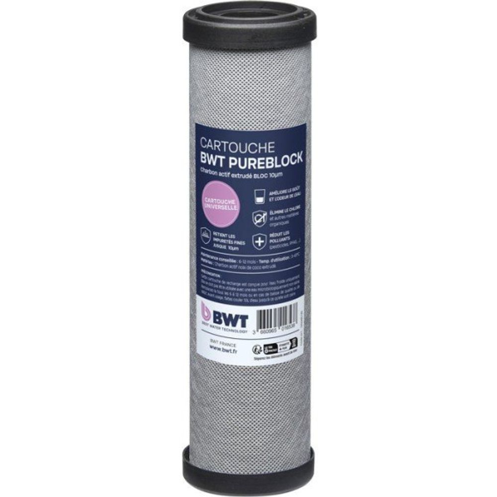 Cartouche charbon actif - - pureblock 10 µm - élimination goûts/odeurs/chlore/matieres organiques - filtration de finitio