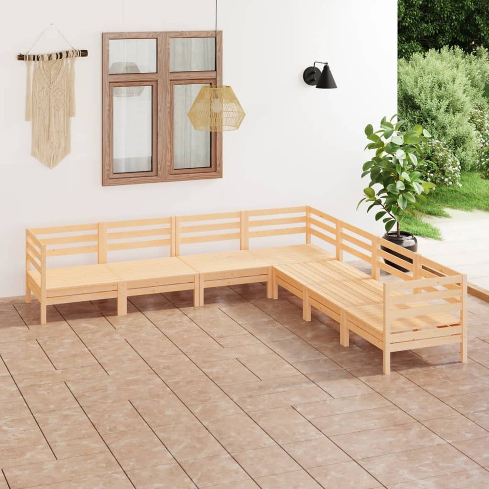 Salon de jardin 7 pcs bois de pin massif